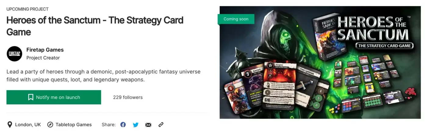 Heroes of the Sanctum on Kickstarter (Prelaunch Page)