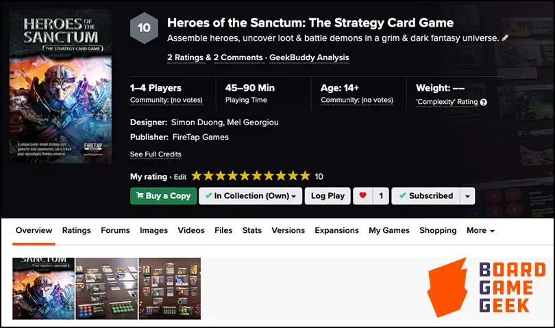 Heroes of the Sanctum On BoardGameGeek