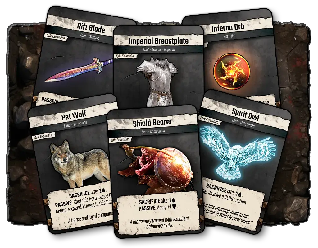 Loot from the Epic Expansion In Heroes of the Sanctum