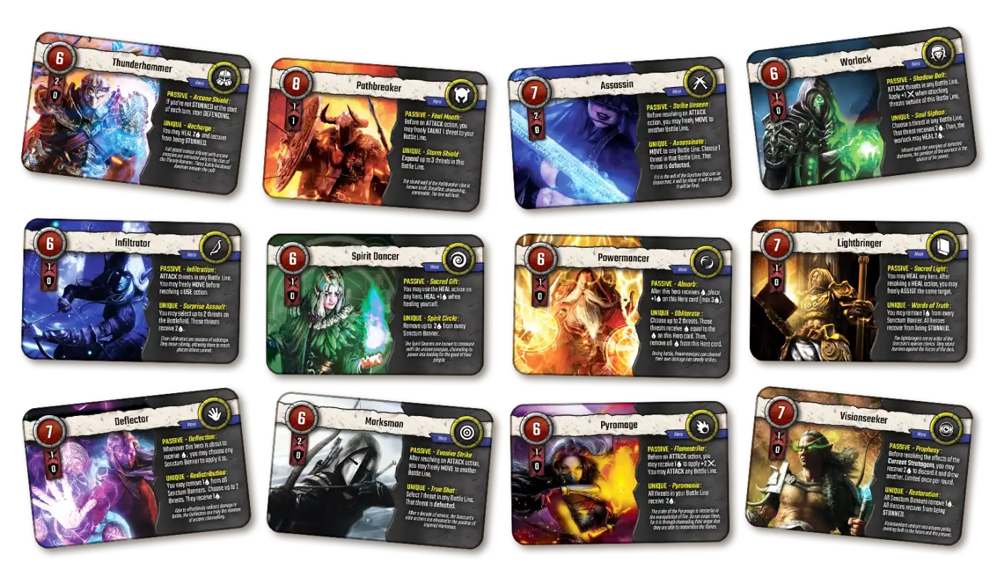 The 12 Heroes in Heroes of the Sanctum